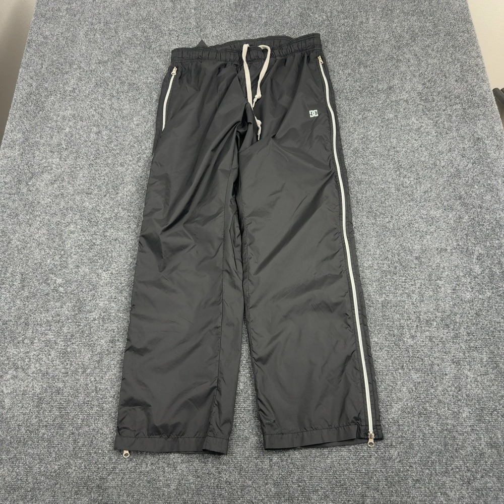 Vintage DC Shoes Track Pants Mens M Black Nylon Side Zip Skate Gorpcore Y2K